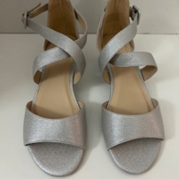 Paradox London Jagger Wedge Silver Sandals Women's 7.5M - Picture 1 of 5